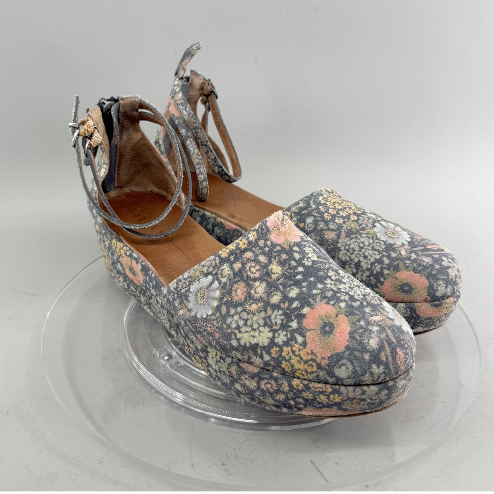 Geewawa Womens Floral Leather Platform Wedge Ankle Strap Shoes Size 9